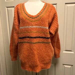 Vintage Cozy angora Acrylic Wool blend Chinese Brand Orange Knit Sweater
